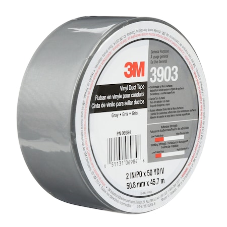 3M Duct Tape, 6.3 Mil, 2"x50 yds., Gray, PK24 T9873903